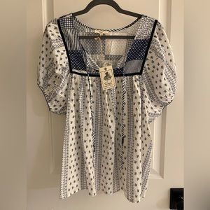 Easel NWT Lightweight Cotton puff sleeve blouse, size XL